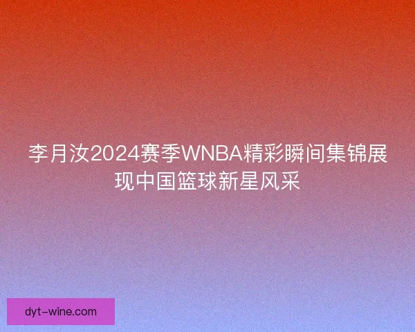 李月汝2024赛季WNBA精彩瞬间集锦展现中国篮球新星风采
