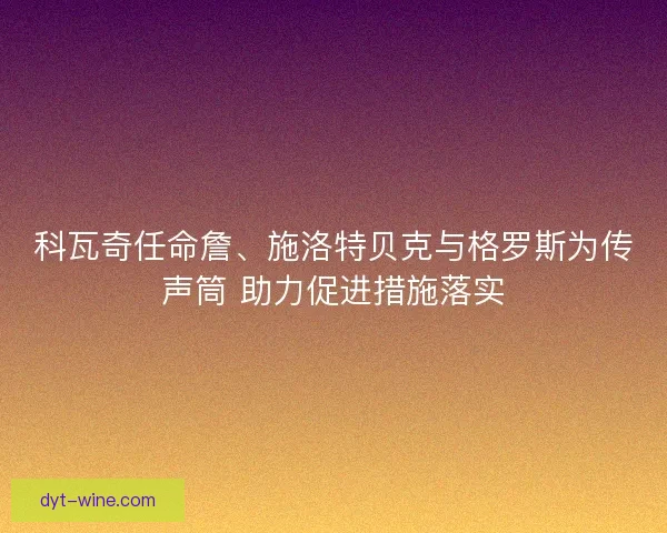 科瓦奇任命詹、施洛特贝克与格罗斯为传声筒 助力促进措施落实