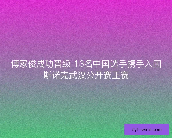 傅家俊成功晋级 13名中国选手携手入围斯诺克武汉公开赛正赛